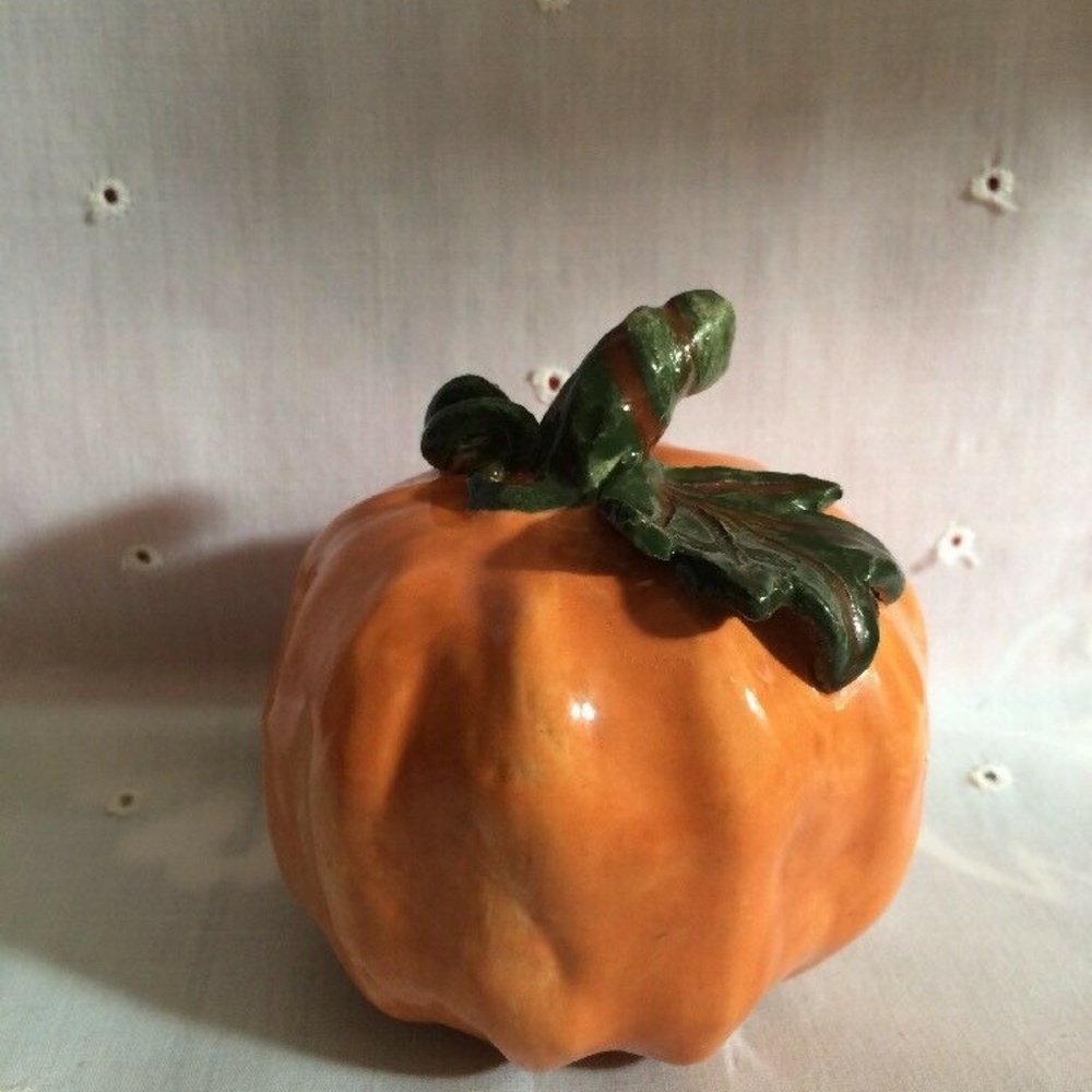 Mango Tree Studios Ceramic 3” Pumpkin Fall Décor Accent piece Atisian Made OOAK